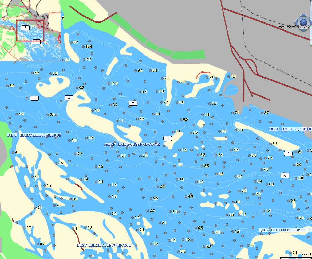 Глубинная Карта Каховского Водохранилища